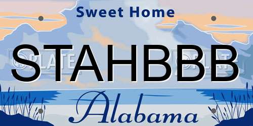 STAHBBB Alabama License Plate