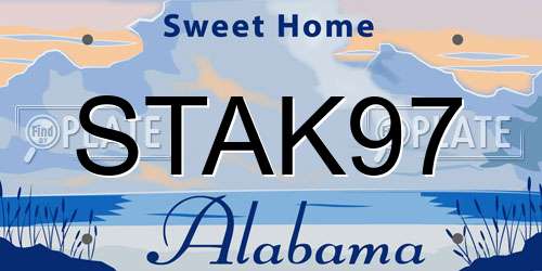 STAK97 Alabama License Plate