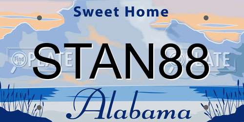 STAN88 Alabama License Plate