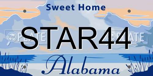 STAR44 Alabama License Plate