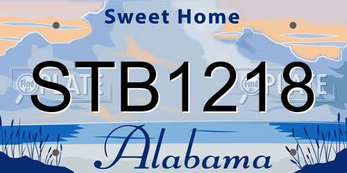 STB1218 Alabama License Plate