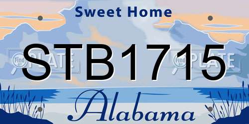 STB1715 Alabama License Plate