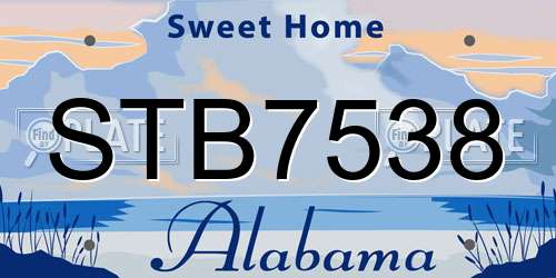 STB7538 Alabama License Plate