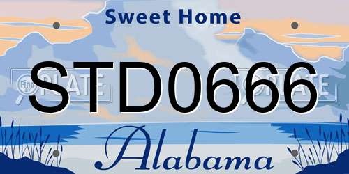 STD0666 Alabama License Plate