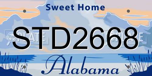 STD2668 Alabama License Plate