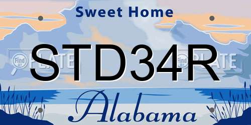 STD34R Alabama License Plate
