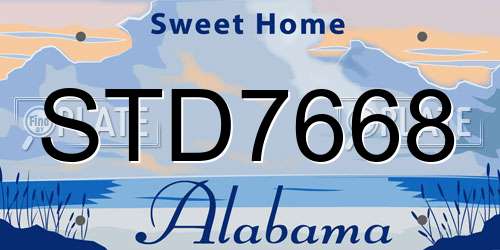 STD7668 Alabama License Plate