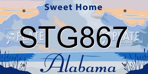 STG867 Alabama License Plate
