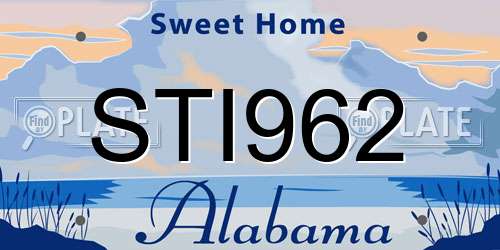 STI962 Alabama License Plate