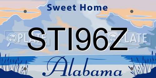STI96Z Alabama License Plate