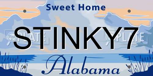 STINKY7 Alabama License Plate
