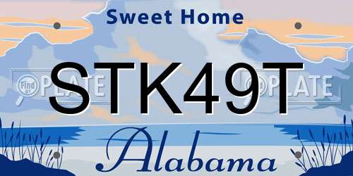 STK49T Alabama License Plate