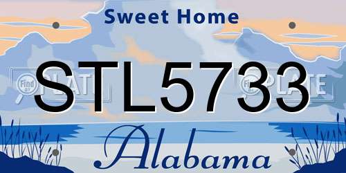 STL5733 Alabama License Plate