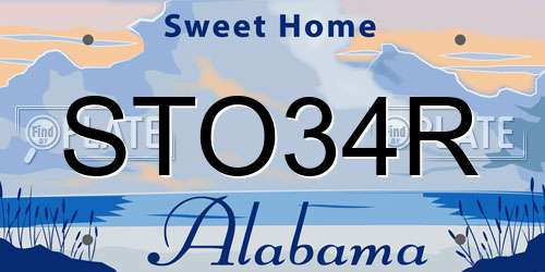 STO34R Alabama License Plate