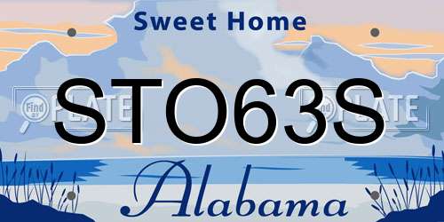 STO63S Alabama License Plate