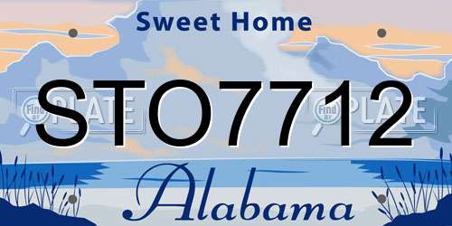 STO7712 Alabama License Plate