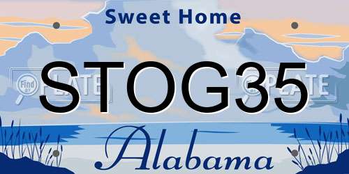 STOG35 Alabama License Plate