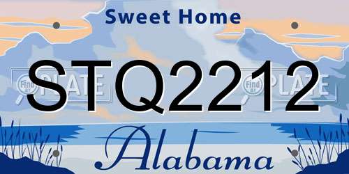 STQ2212 Alabama License Plate
