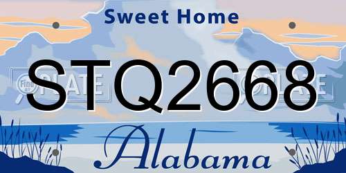 STQ2668 Alabama License Plate