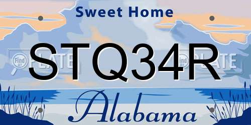 STQ34R Alabama License Plate
