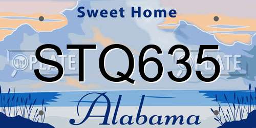STQ635 Alabama License Plate