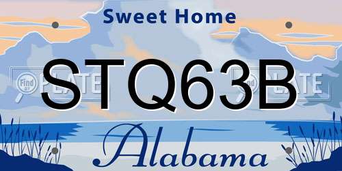 STQ63B Alabama License Plate