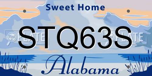 STQ63S Alabama License Plate
