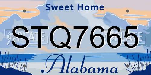 STQ7665 Alabama License Plate