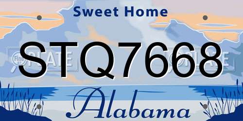 STQ7668 Alabama License Plate