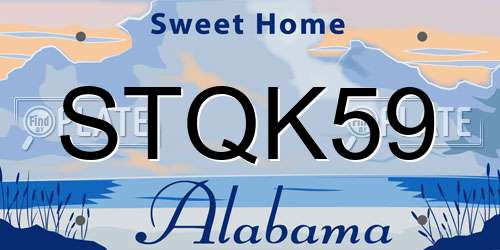 STQK59 Alabama License Plate