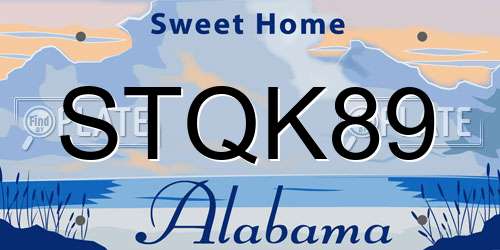 STQK89 Alabama License Plate