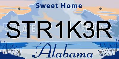 STR1K3R Alabama License Plate