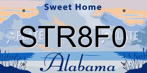 STR8F0 Alabama License Plate