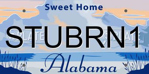 STUBRN1 Alabama License Plate
