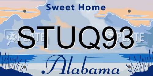 STUQ93 Alabama License Plate