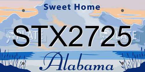 STX2725 Alabama License Plate