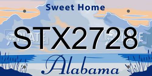 STX2728 Alabama License Plate