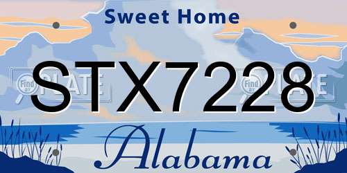 STX7228 Alabama License Plate