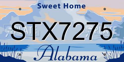 STX7275 Alabama License Plate