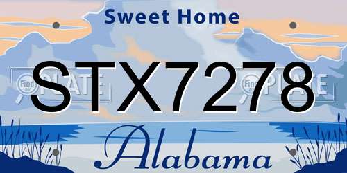 STX7278 Alabama License Plate