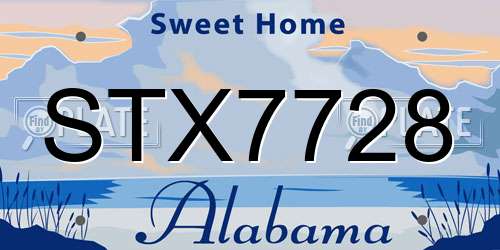 STX7728 Alabama License Plate