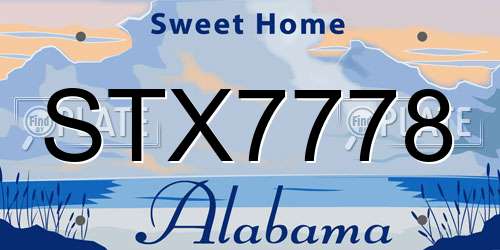 STX7778 Alabama License Plate