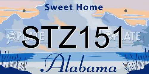 STZ151 Alabama License Plate