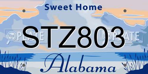 STZ803 Alabama License Plate