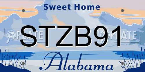 STZB91 Alabama License Plate