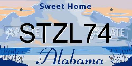 STZL74 Alabama License Plate