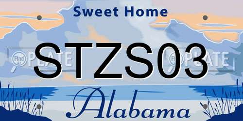 STZS03 Alabama License Plate