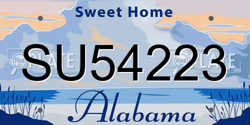 SU54223 Alabama License Plate
