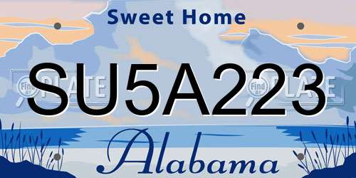 SU5A223 Alabama License Plate