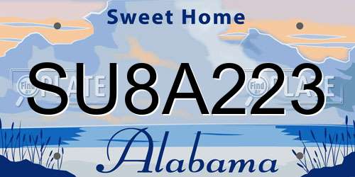 SU8A223 Alabama License Plate